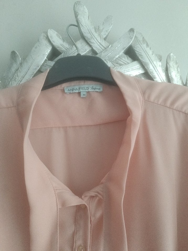 Pembe, Uzun Kollu, Fırfırlı Hamile Bluzu - Görsel 2