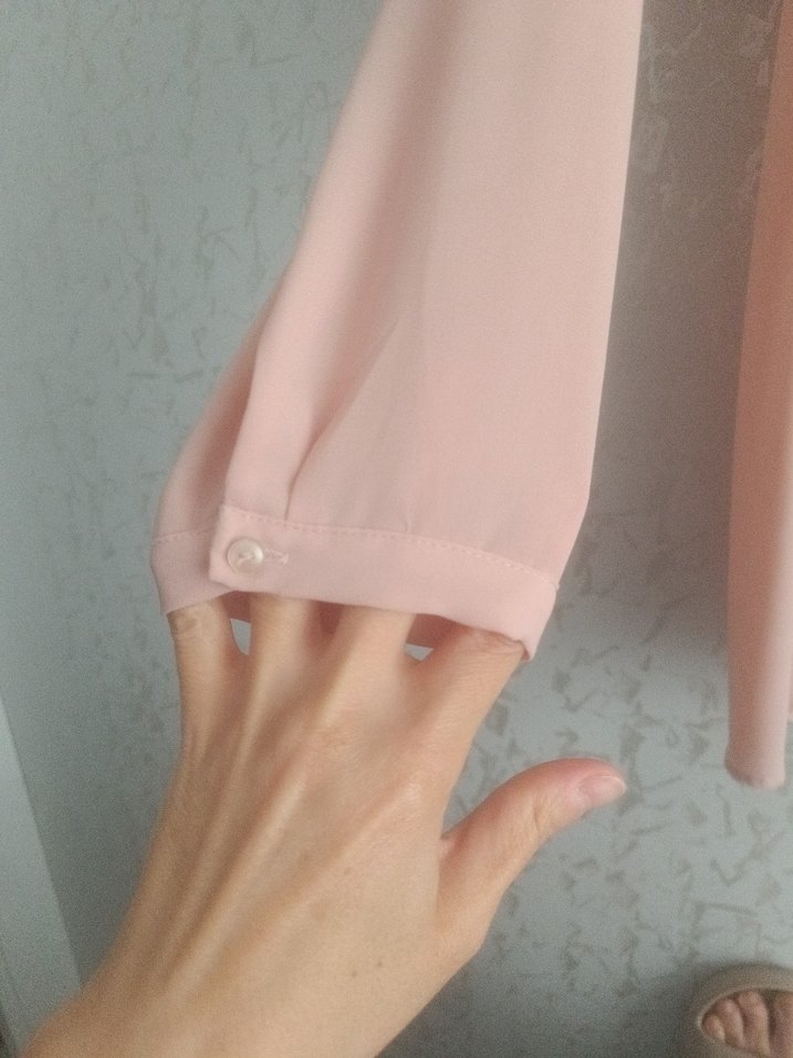 Pembe, Uzun Kollu, Fırfırlı Hamile Bluzu - Görsel 4