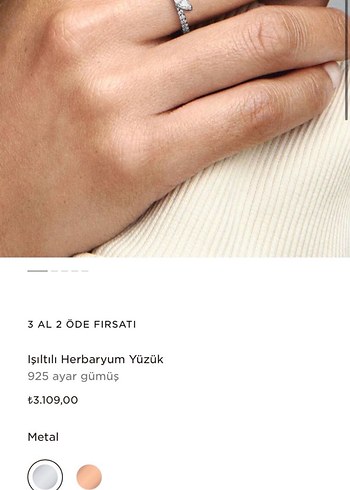 Pandora Beyaz Minimalist Kadın Yüzük - Görsel 2