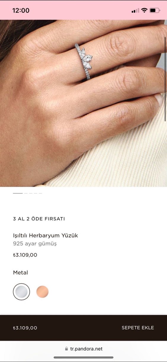 Pandora Beyaz Minimalist Kadın Yüzük - Görsel 2