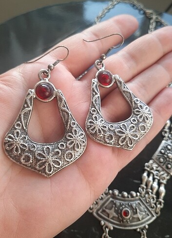 Tasarımcı Etnik Türk motifli otantikgümüş takı seti