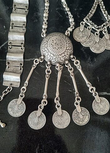  Beden Hint gümüşü otantik kolye küpe bileklik set 