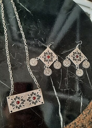 Etnik Türk motifli otantikgümüş takı seti 