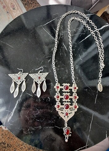 Etnik Türk motifli otantikgümüş takı seti 
