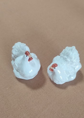 Beyaz Seramik Tavuk Figürleri - Görsel 3