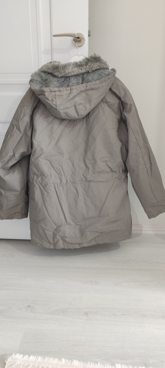 54 beden Gri Kemerli Kadın-erkek Parka Mont - Görsel 2