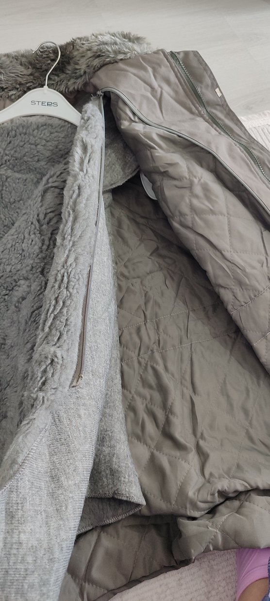 54 beden Gri Kemerli Kadın-erkek Parka Mont - Görsel 4
