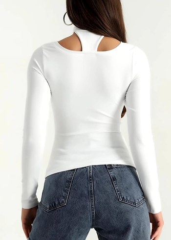 Uzun Kollu Kadın Bluz Beyaz - Görsel 2