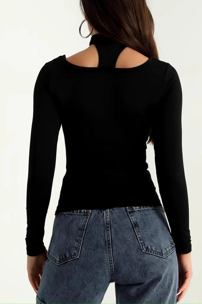 Uzun Kollu Bluz Siyah - Görsel 2