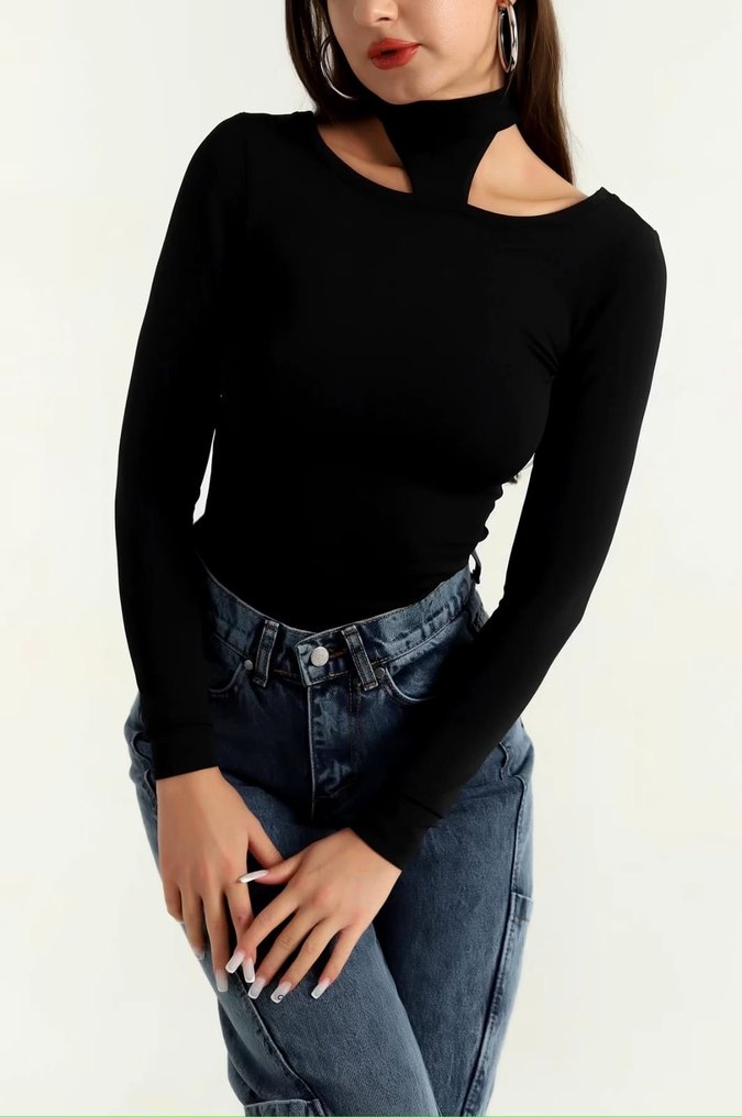 Uzun Kollu Bluz Siyah - Görsel 3