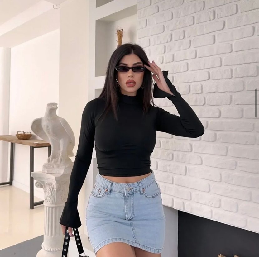 Balıkçı Yaka Bluz Siyah - Görsel 2