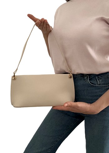 Beden Bej Deri Minimalist Kadın Omuz Çantası