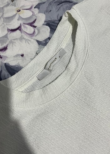 Beyaz Keten V Yaka Kısa Kollu Kadın Gömlek - Görsel 2