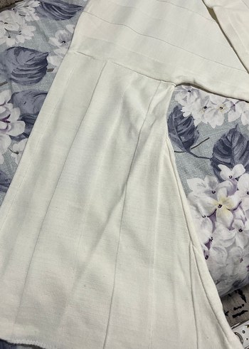 Beyaz Pliseli Keten Bohem Kadın Şal - Görsel 3