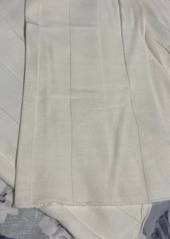 Beyaz Pliseli Keten Bohem Kadın Şal - Görsel 2