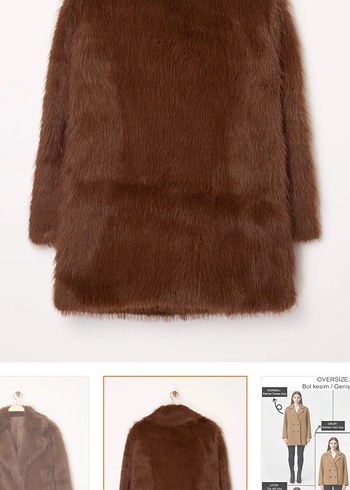 Kahverengi Suni Kürk Midi Ceket - Görsel 6