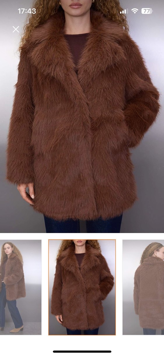 Kahverengi Suni Kürk Midi Ceket - Görsel 3