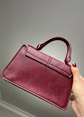 Bordo Deri Tokalı Kadın Çanta - Görsel 3