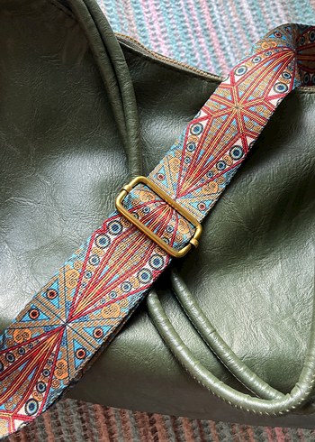 Bohem Çok Renkli Deri Kadın Çanta - Görsel 2