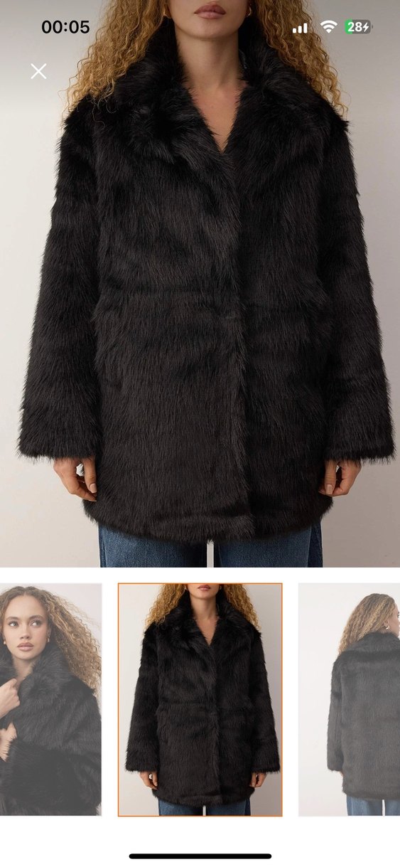 Kadın Siyah Kürk Detaylı Midi Boy Ceket - Görsel 3