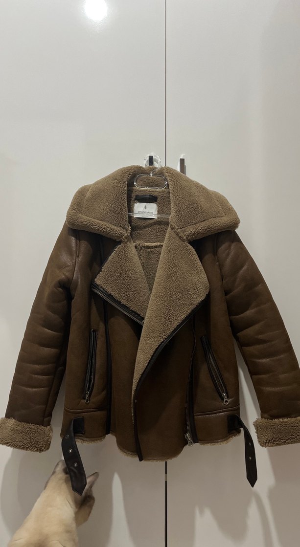 Kahverengi Süet Kadın Kışlık Ceket - Görsel 2