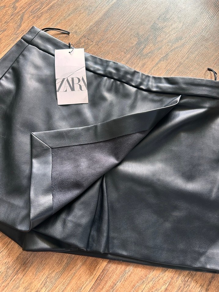 Zara Siyah Deri Mini Etek - Görsel 2