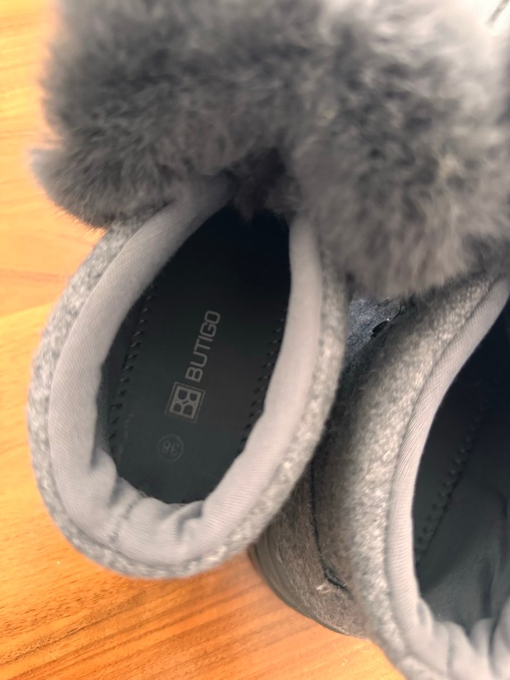 Gri Yün Kürklü Kadın Dolgu Topuk Bot - Görsel 5