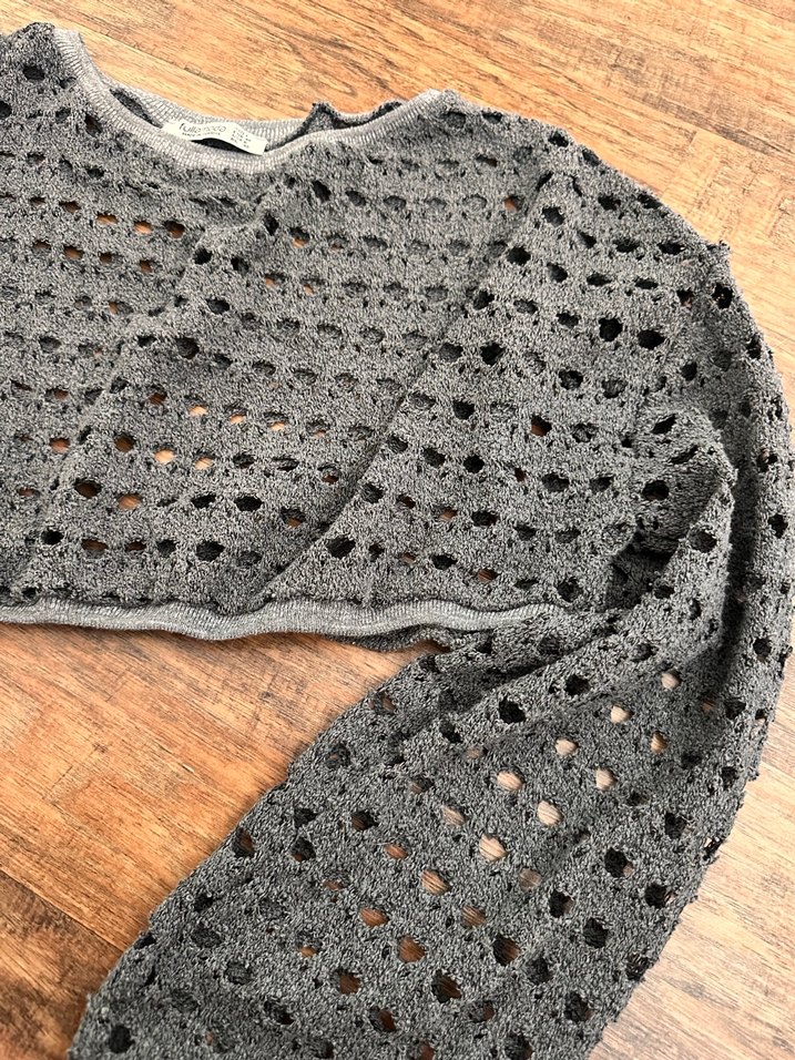 Gri Örgü Uzun Kollu Kadın Kazak - Görsel 3