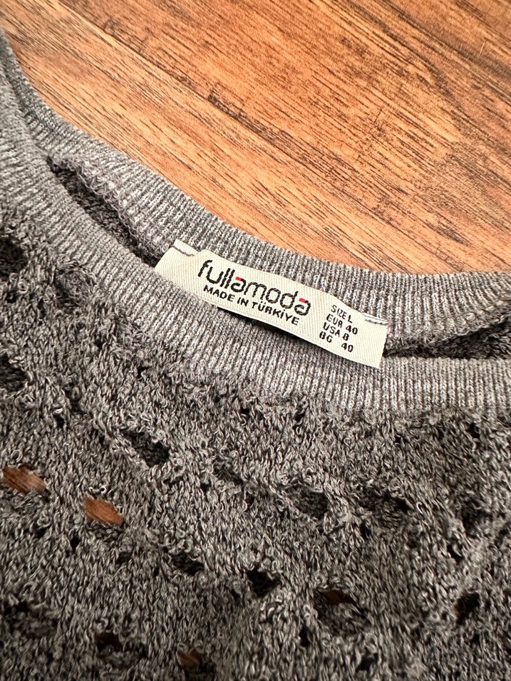 Gri Örgü Uzun Kollu Kadın Kazak - Görsel 4