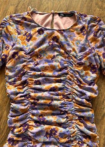 Zara Bohem Tarz Pastel Renkli Drapeli Uzun Elbise - Görsel 4