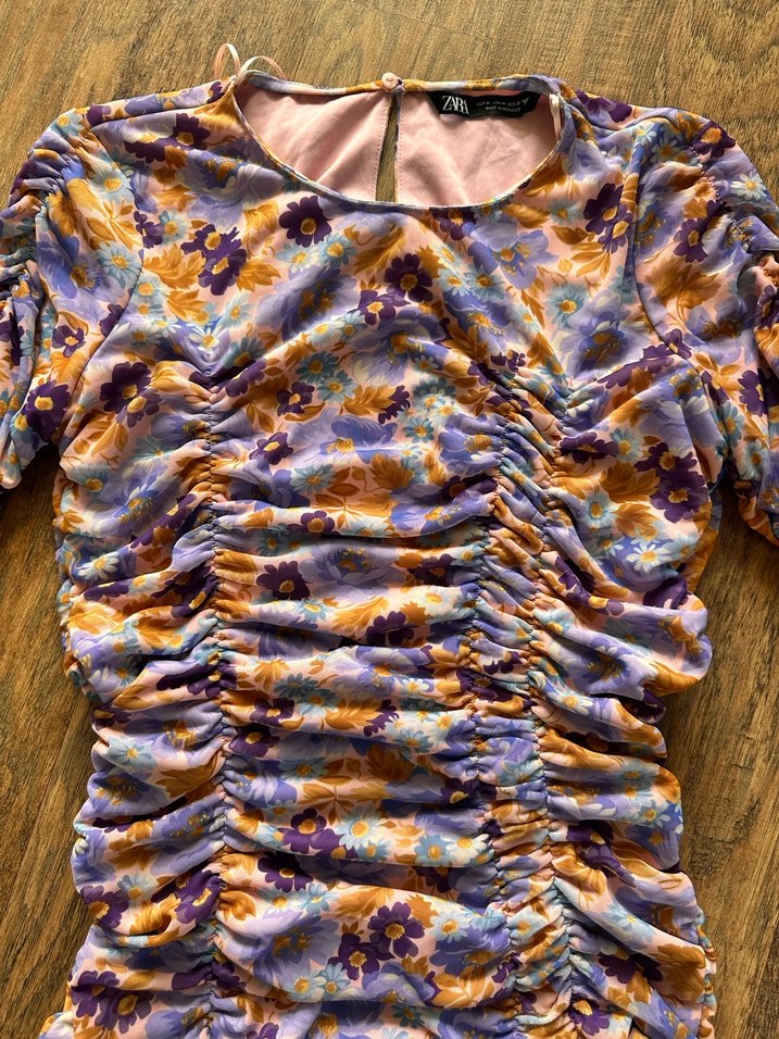 Zara Bohem Tarz Pastel Renkli Drapeli Uzun Elbise - Görsel 4