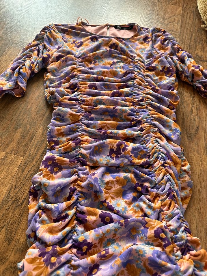 Zara Bohem Tarz Pastel Renkli Drapeli Uzun Elbise - Görsel 5