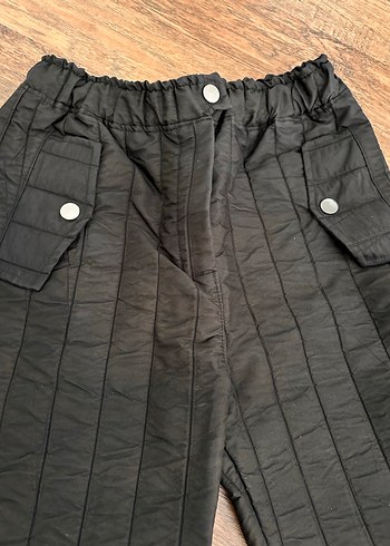 Düğmeli Siyah Rahat Kadın Pantolon - Görsel 4