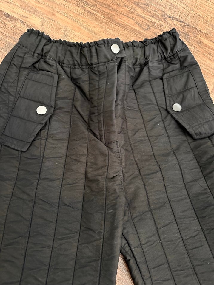 Düğmeli Siyah Rahat Kadın Pantolon - Görsel 4