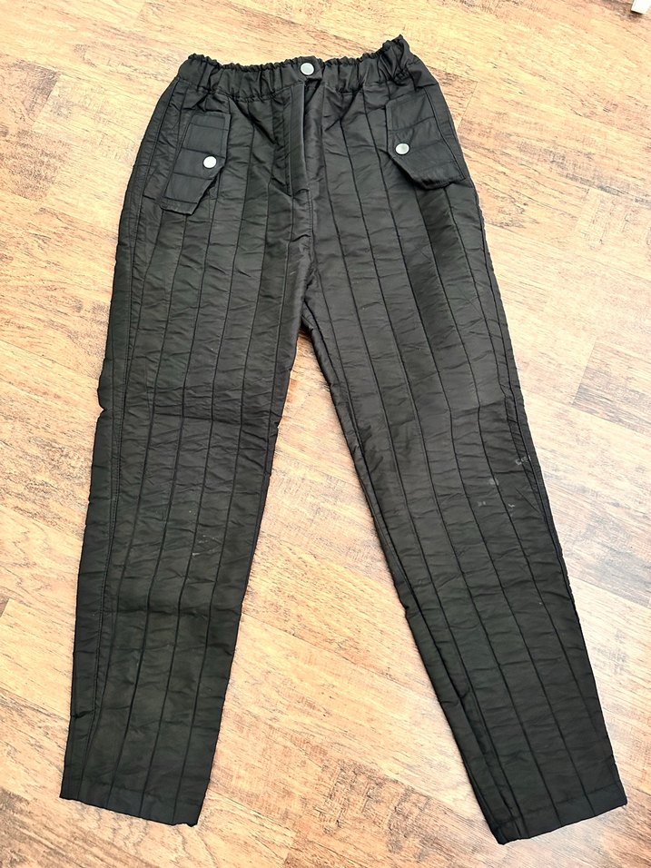 Düğmeli Siyah Rahat Kadın Pantolon - Görsel 5