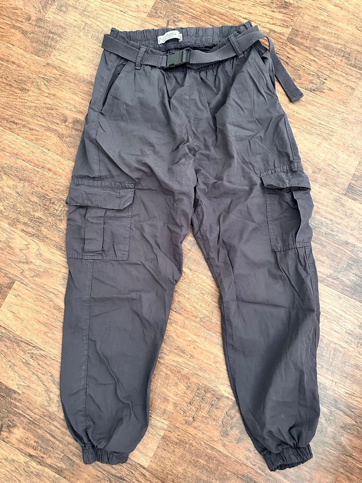 Gri Beli Kemerli Kadın Kumaş Pantolon - Görsel 3