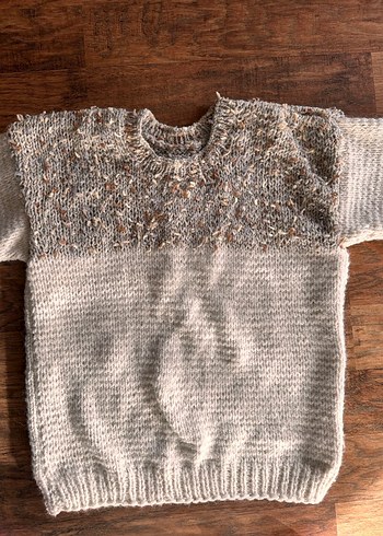 Bohem Tarzı Bej Gri Örgü Kadın Kazak - Görsel 6