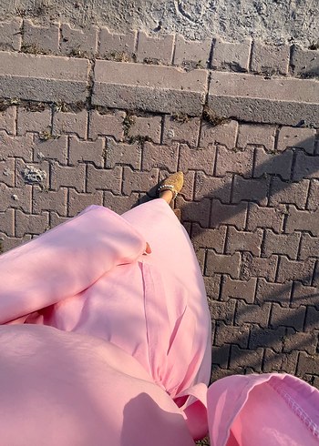 Pastel Pembe Düz Desen elbise