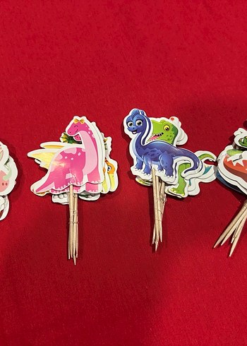 Renkli Dinozor Temalı Kürdan Süsleri - Görsel 2