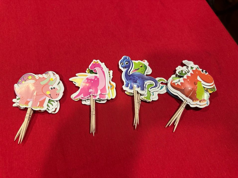 Renkli Dinozor Temalı Kürdan Süsleri - Görsel 2