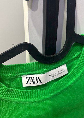 Zara Yeşil Kısa Kollu Kadın Triko bluz