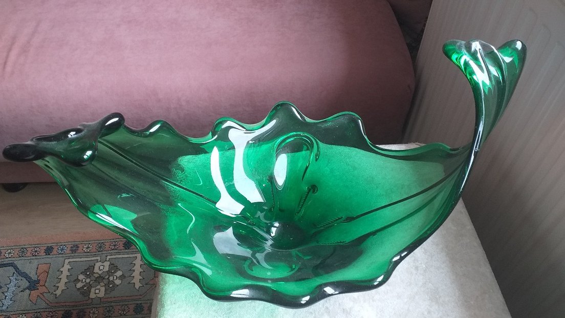 Büyük boy murano zümrüt yeşili jardinyer - Görsel 2