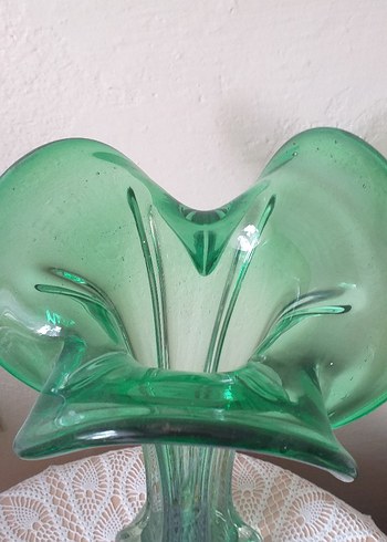 Murano zümrüt Yeşil Cam Vazo - Görsel 4