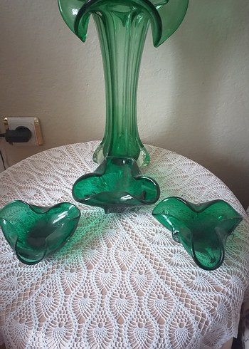 Murano zümrüt Yeşil Cam Vazo - Görsel 3