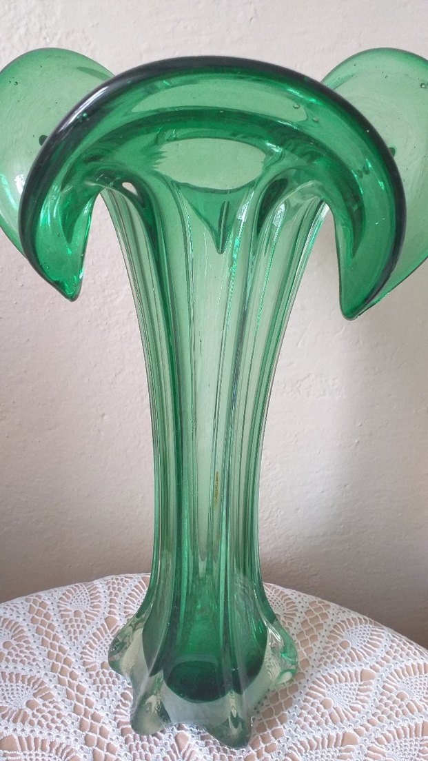 Murano zümrüt Yeşil Cam Vazo - Görsel 2