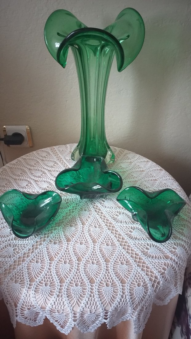Murano zümrüt Yeşil Cam Vazo - Görsel 3