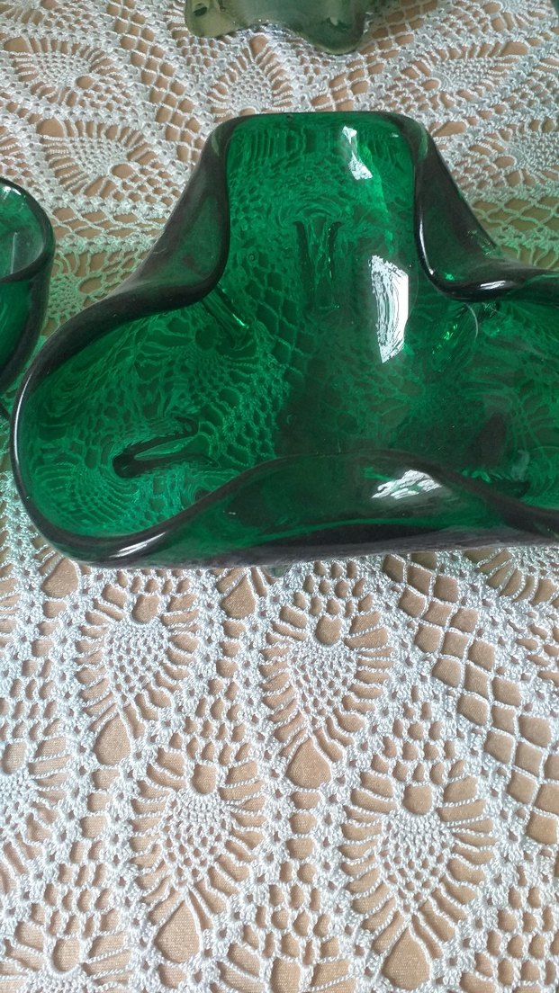 Murano zümrüt yeşili cam küllük - Görsel 2