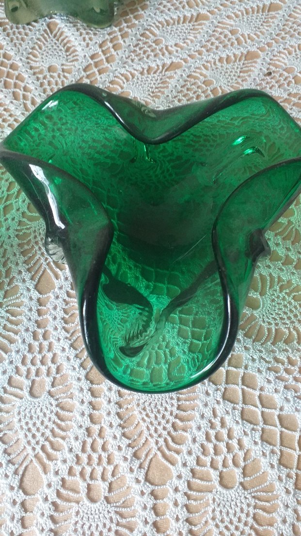 Murano zümrüt yeşili cam küllük - Görsel 3