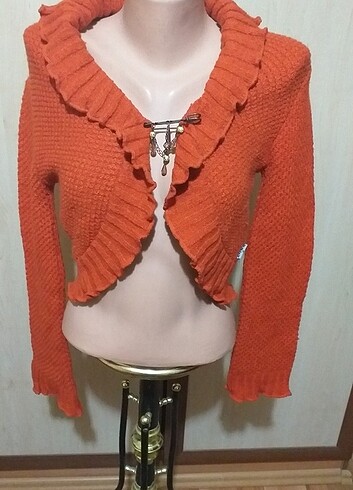 Somon rengi şık bolero - Görsel 3