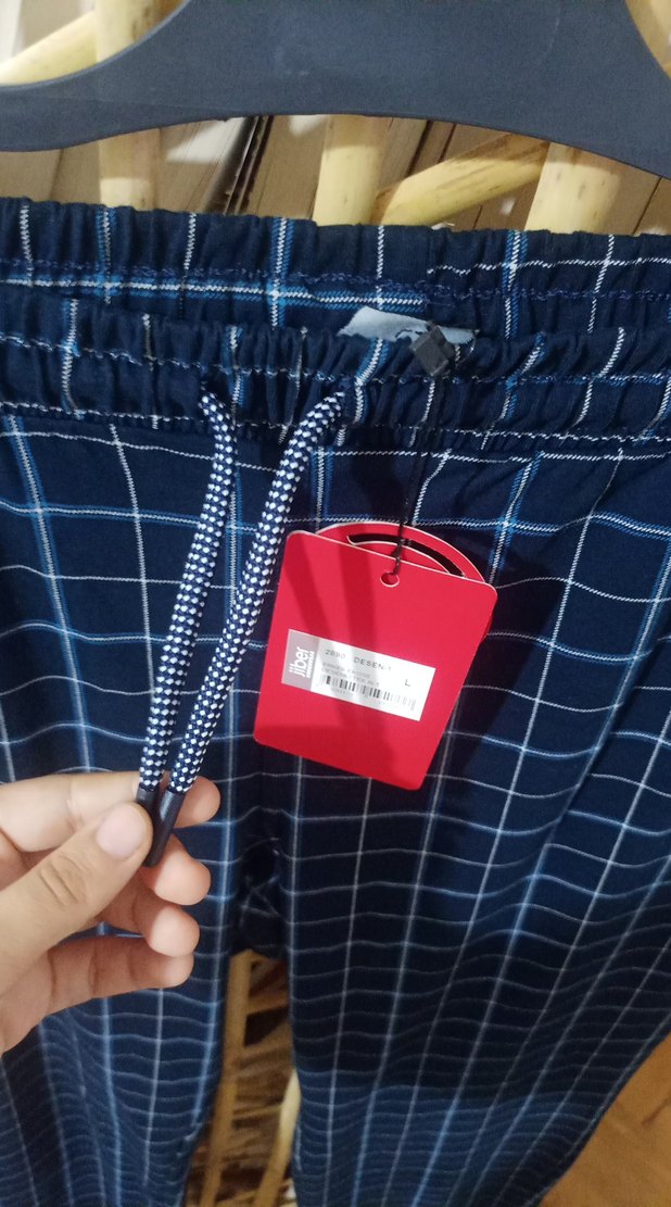 Mavi Ekose Kumaş eşofman altı - Görsel 2